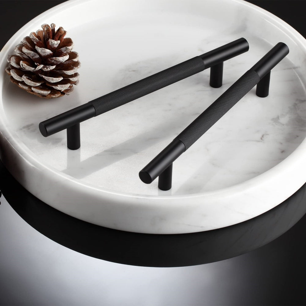 Moderner Schwarzer Gerändelter Aluminium-Bargriff für Küche & Möbel