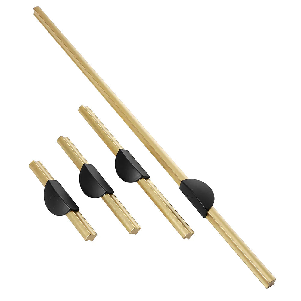 Gold & Schwarz Satin Finish Semicircle Shape Drawer Cupboard Griff