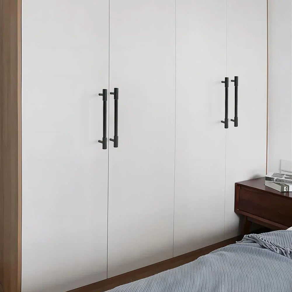 Schwarz Knurled Style Küche Schrank T-Bar Griff – Moderner Industrielook für Möbel