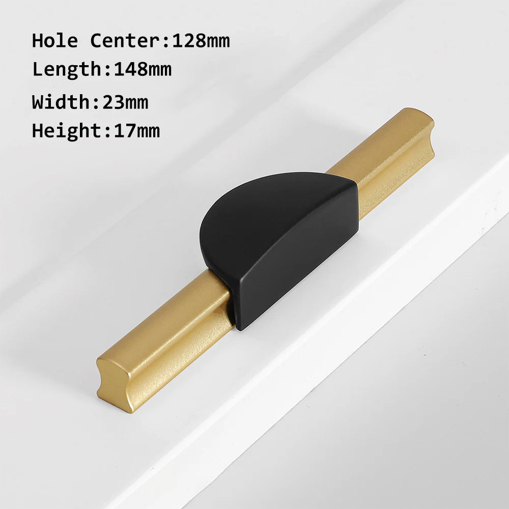 Gold & Schwarz Satin Finish Semicircle Shape Drawer Cupboard Griff