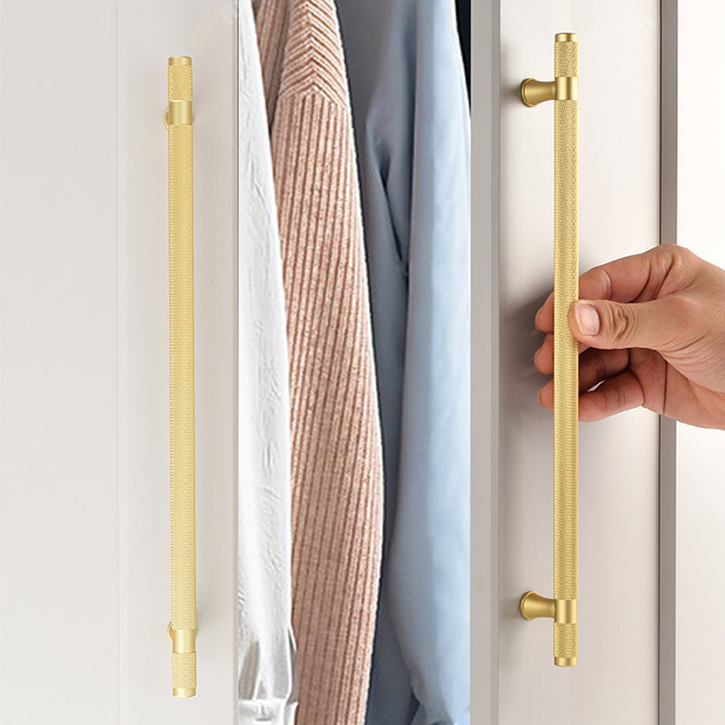Goldener Gerändelter Massivmessing-Bargriff für Küche & Schrank