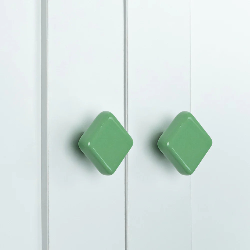 Grüner Keramik Knopf in Quadratform für Kinder Schrank & Kommode