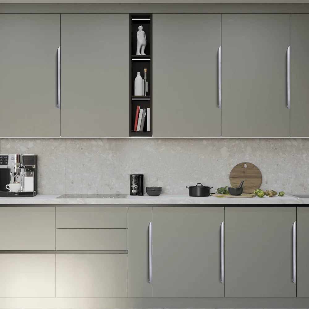 6er Set Graue Aluminium-Profilgriffe – Modernes Design für Küche & Schränke