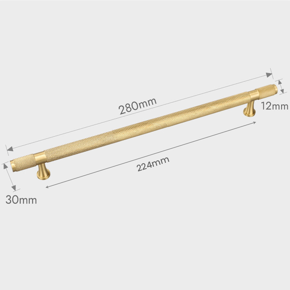 Goldener Gerändelter Massivmessing-Bargriff für Küche & Schrank