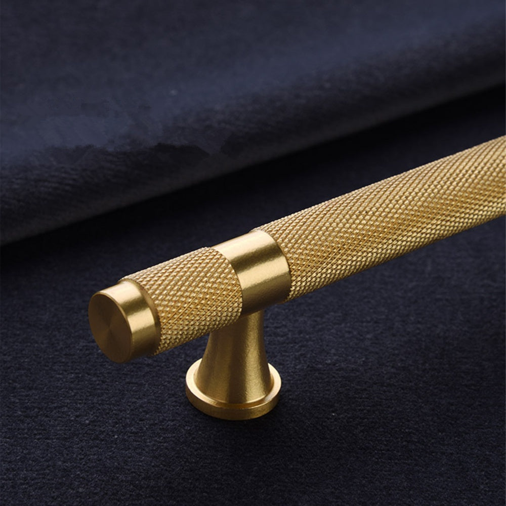 Goldener Gerändelter Massivmessing-Bargriff für Küche & Schrank